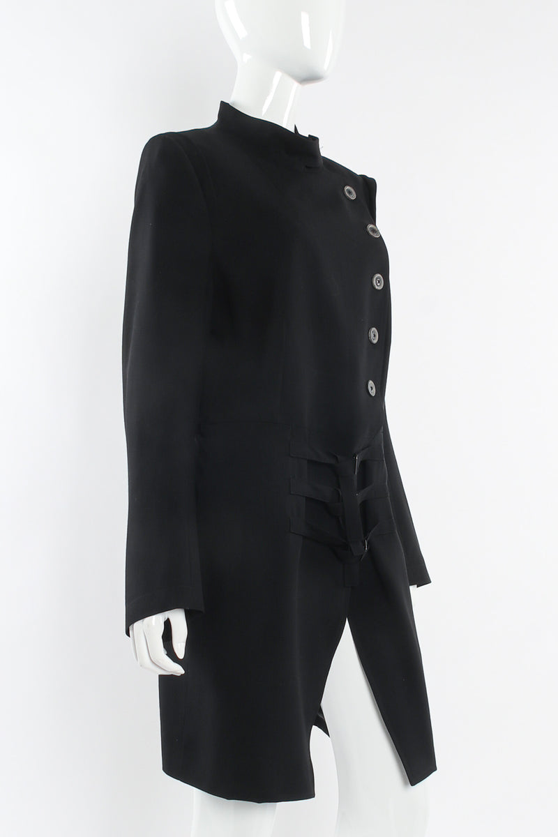 Vintage Ann Demeulemeester Diagonal Breasted Wool Jacket mannequin angle @ Recess LA