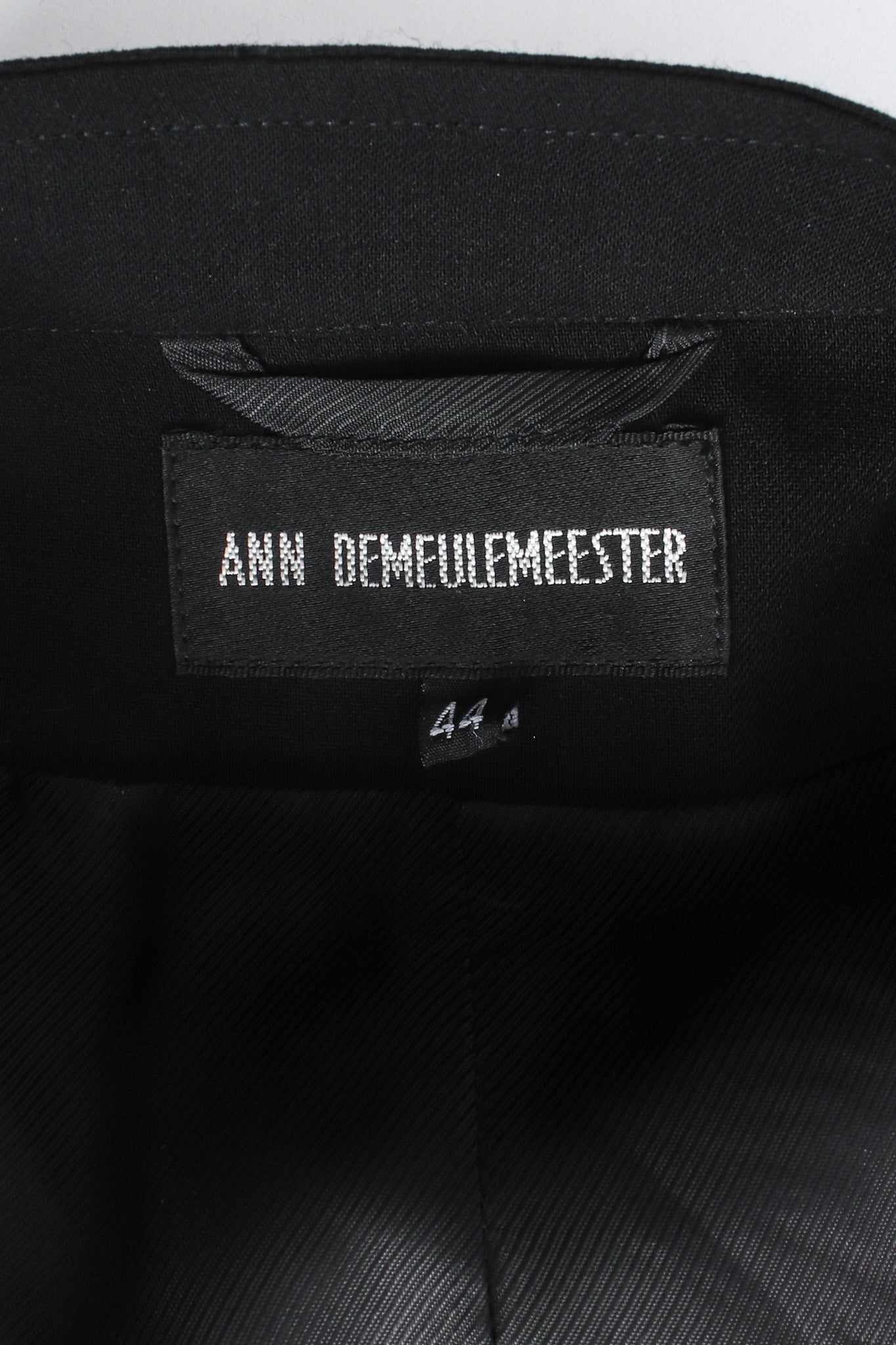 Vintage Ann Demeulemeester Diagonal Breasted Wool Jacket tag @ Recess LA