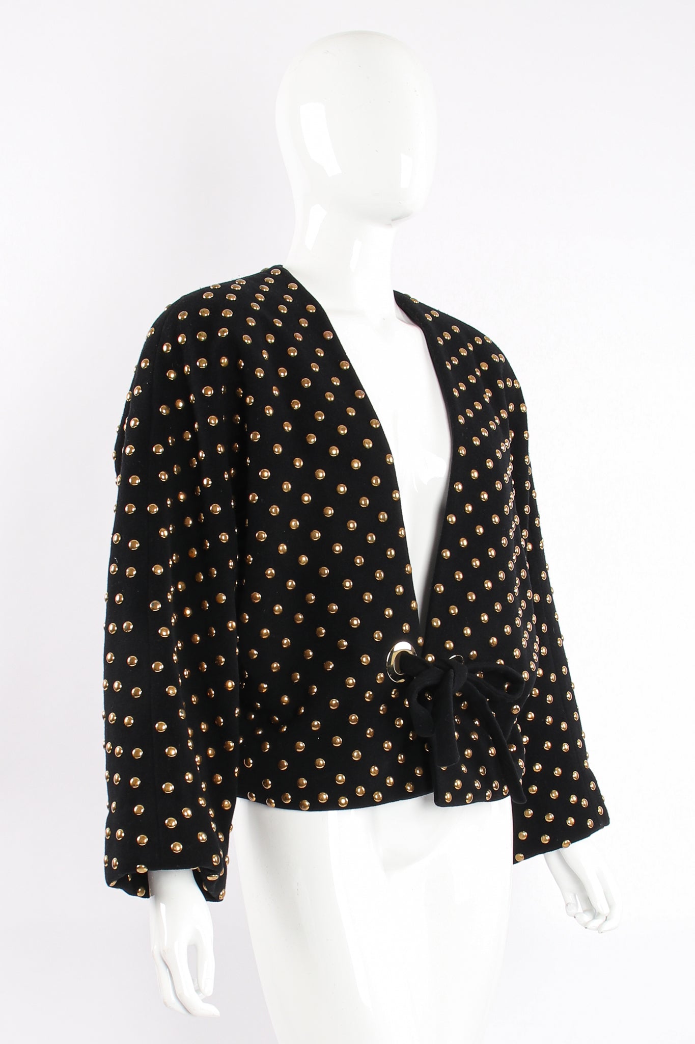 Vintage Anne Klein Studded Dolman Tie Jacket on Mannequin angle at Recess Los Angeles