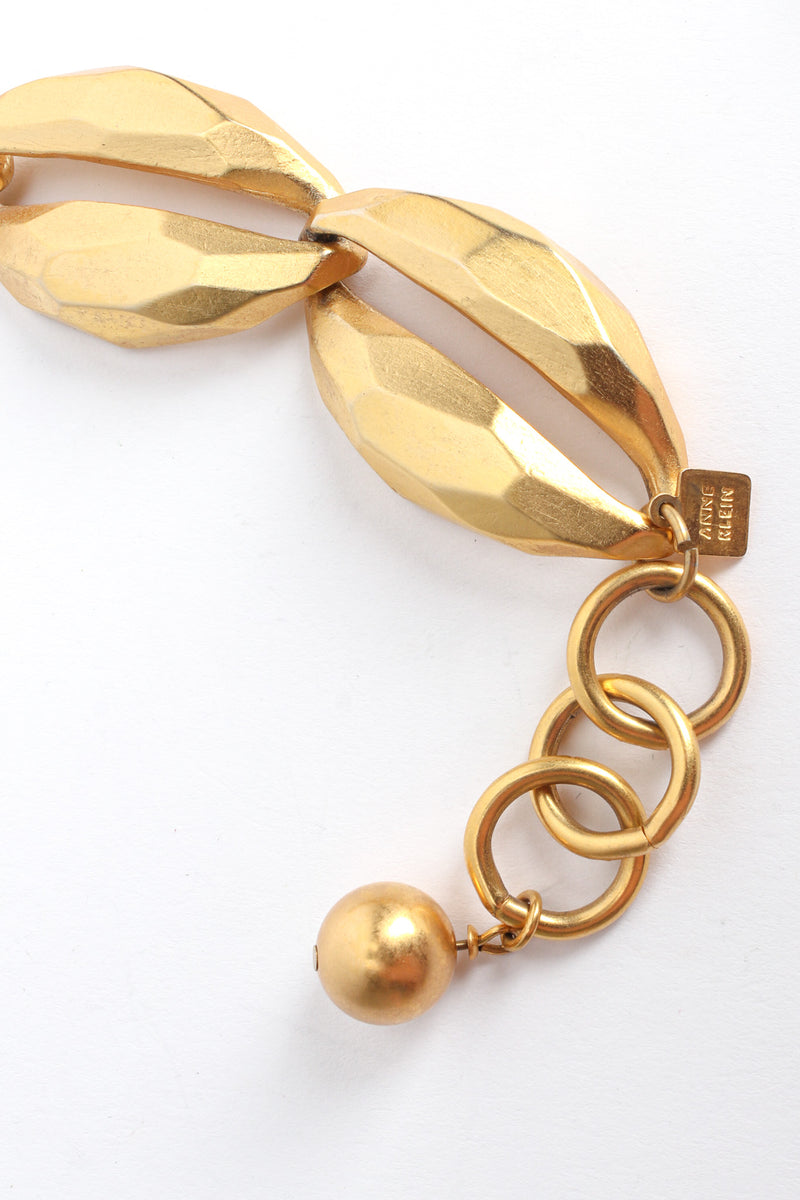 Vintage Anne Klein Geo Hammered Necklace & Earring Set signed hang charm @ Recess LA