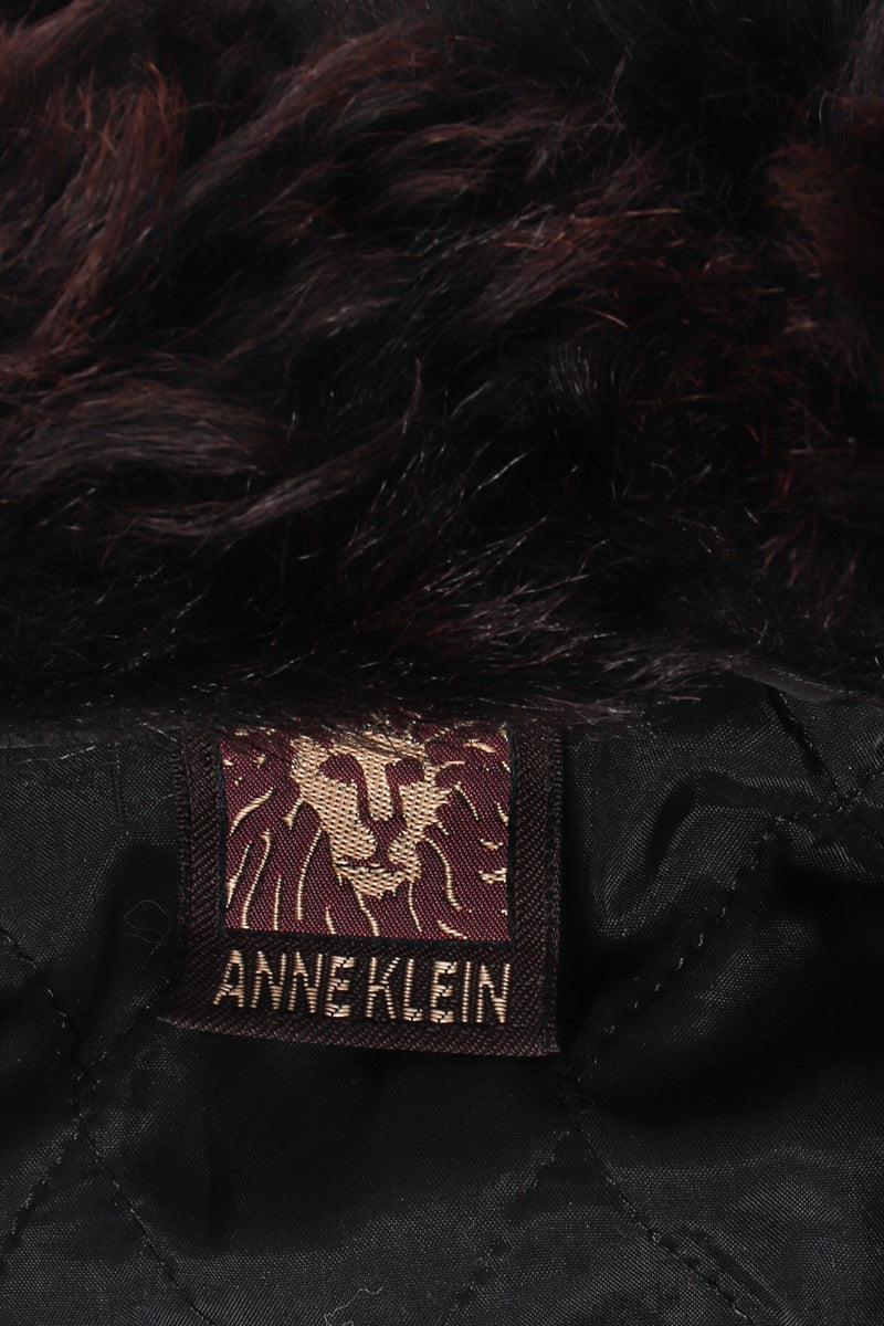 Vintage Anne Klein Lamb Collar Blanket Jacket label at Recess Los Angeles