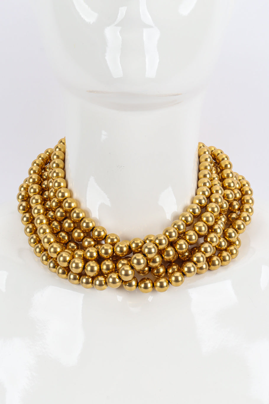 Multi-strand ball chain collar necklace by Anne Klein product shot on close-up mannequin. @recessla