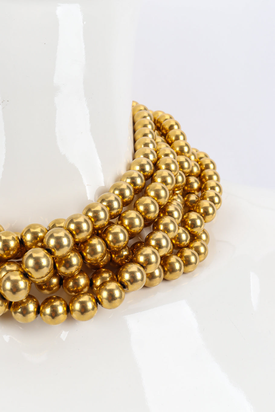Multi-strand ball chain collar necklace by Anne Klein product shot on close-up mannequin. @recessla