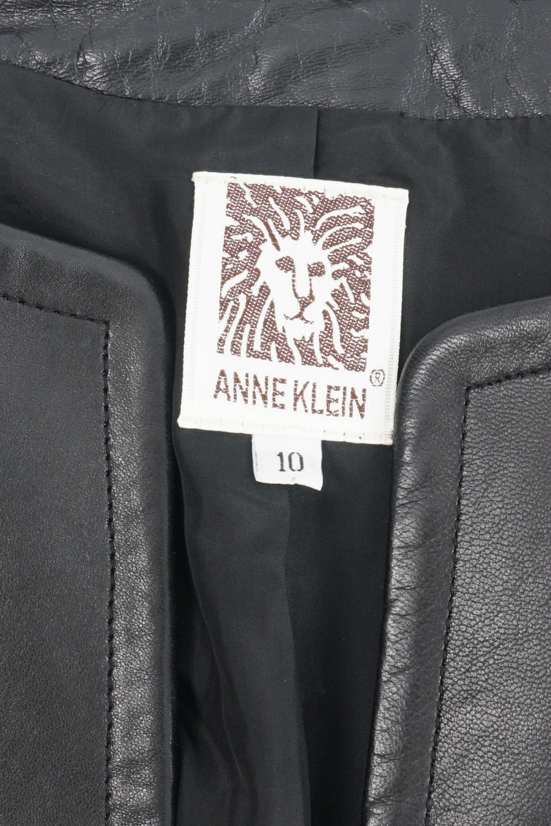 Vintage Anne Klein Leather Curved Shoulder Jacket label at Recess Los Angeles