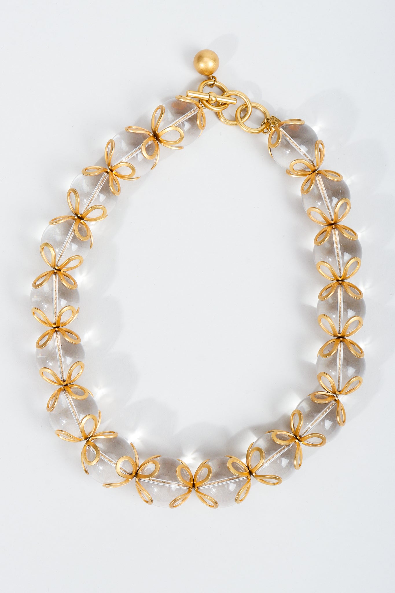 Vintage Annie Klein Lucite Ball Bead Collar Necklace on Grey at Recess