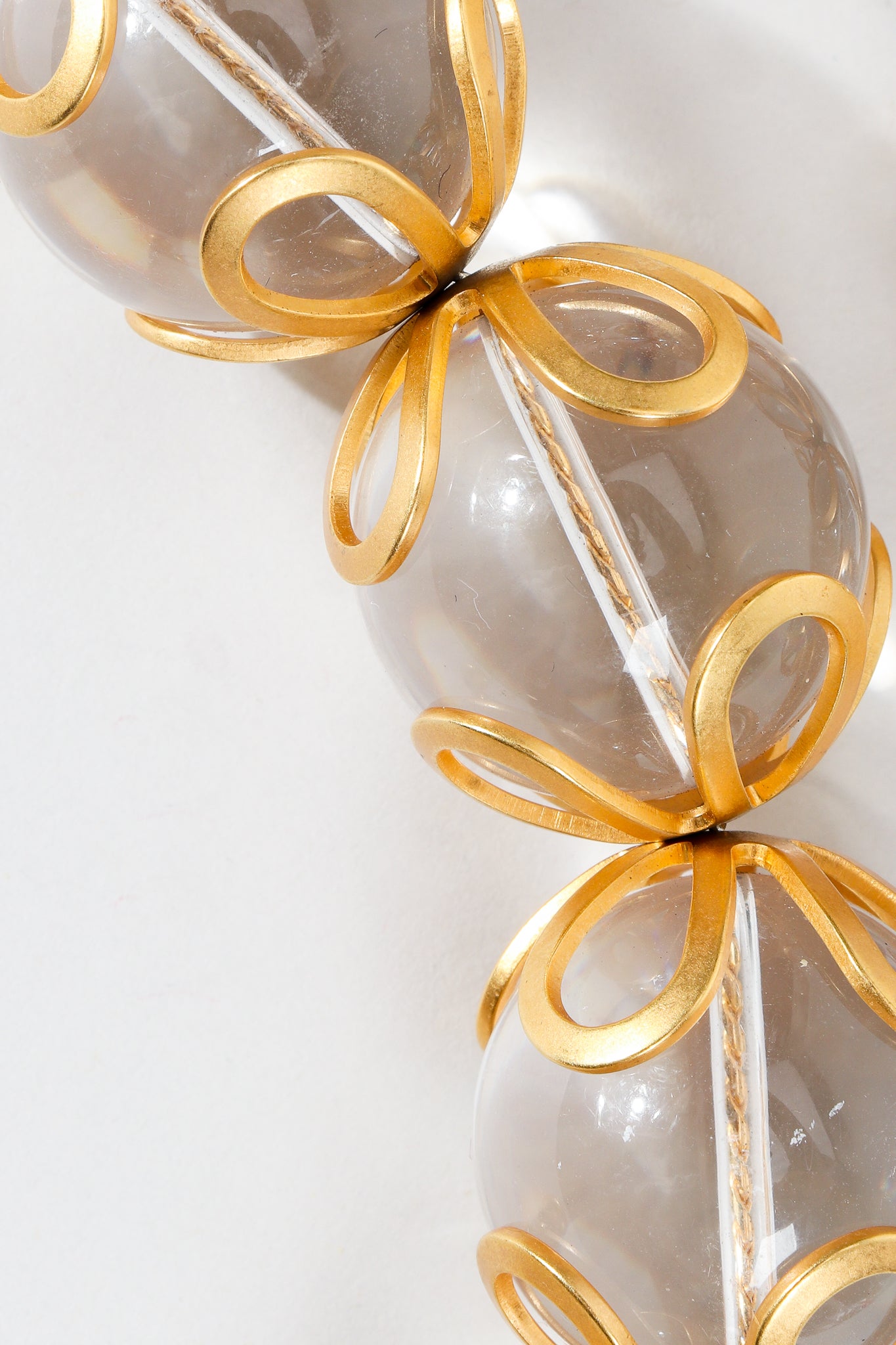 Vintage Annie Klein Lucite Ball Bead Floral Matte Gold Bead Cap Detail
