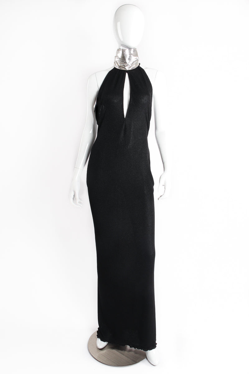 Vintage Anthony Ferrara High Slit Neck Halter Gown on Mannequin front at Recess Los Angeles