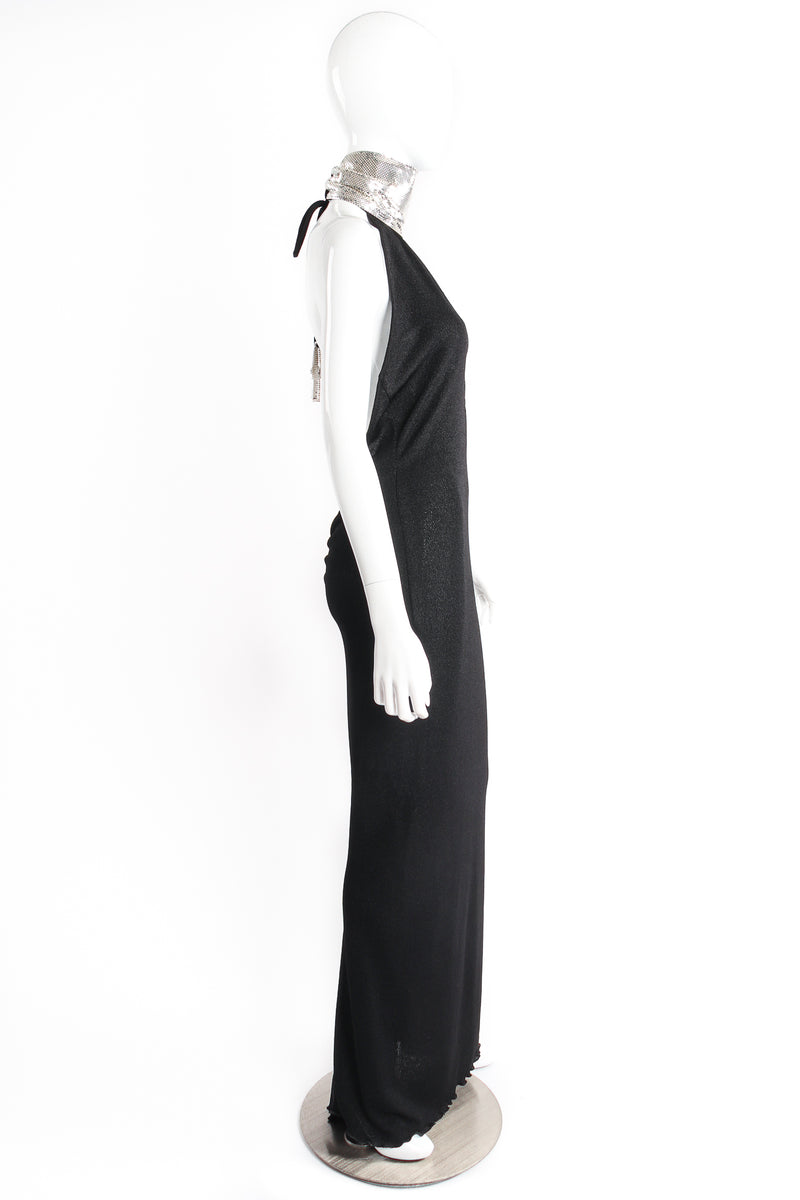 Vintage Anthony Ferrara High Slit Neck Halter Gown on Mannequin side at Recess Los Angeles