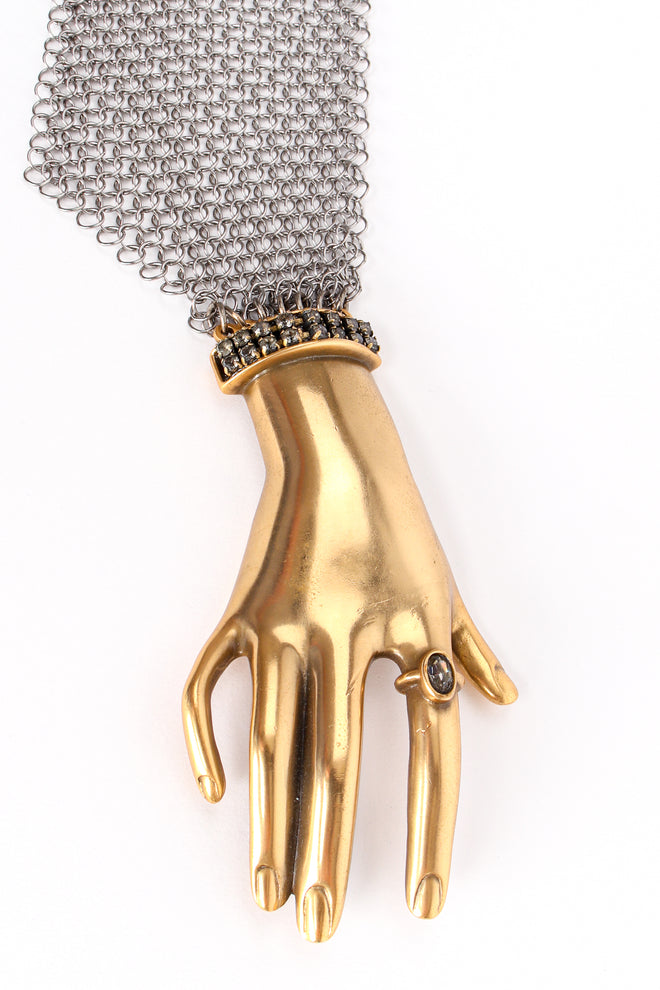 Vintage Anthony Ferrara Gold Hand Buckle Mesh Wrap Belt detail at Recess Los Angeles