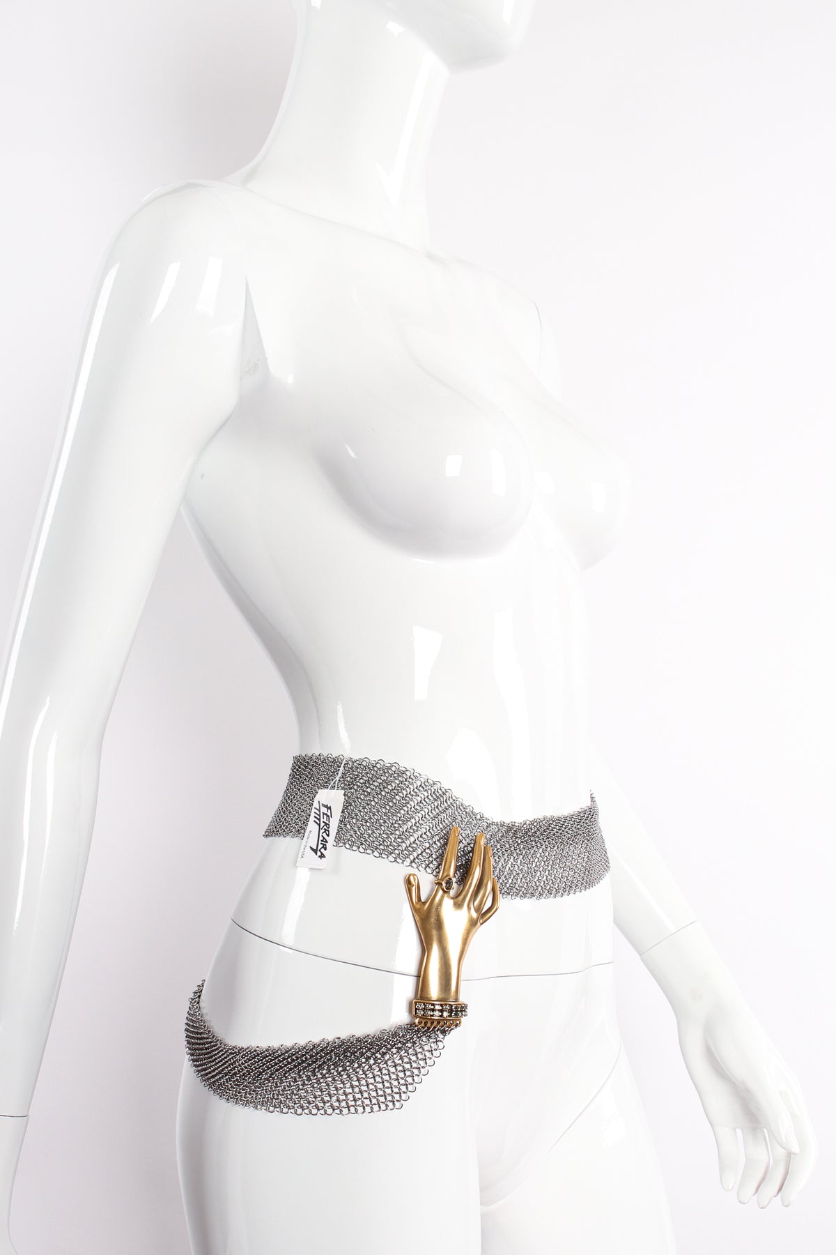 Vintage Black Leather Adjustable Belt w/ Gold Horseshoe Buckle Anthony Ferrara FERRARAbronzehandchainmailwrap  main image 3