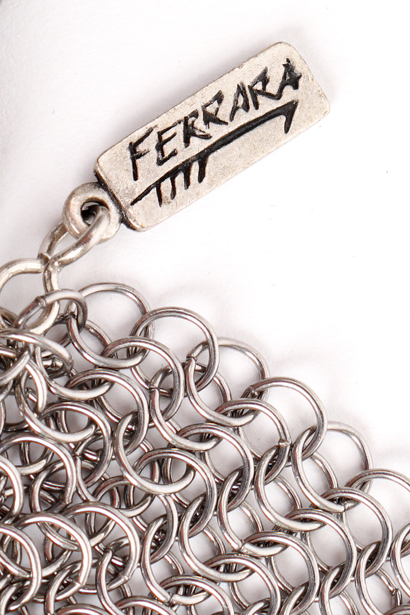 Vintage Anthony Ferrara Pewter Hand Buckle Mesh Wrap Belt hang tag at Recess Los Angeles