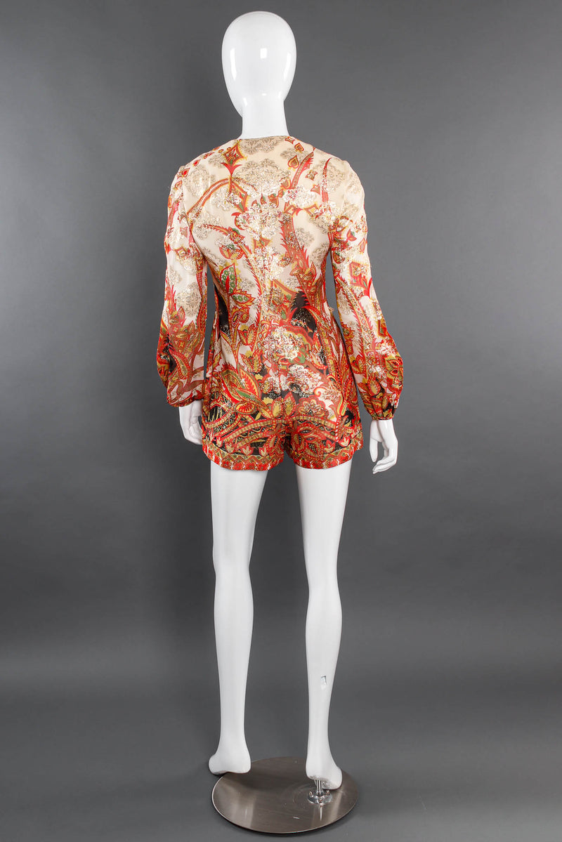 Vintage Anthony Muto Metallic Floral Romper & Skirt Set mannequin romper back @ Recess Los Angeles