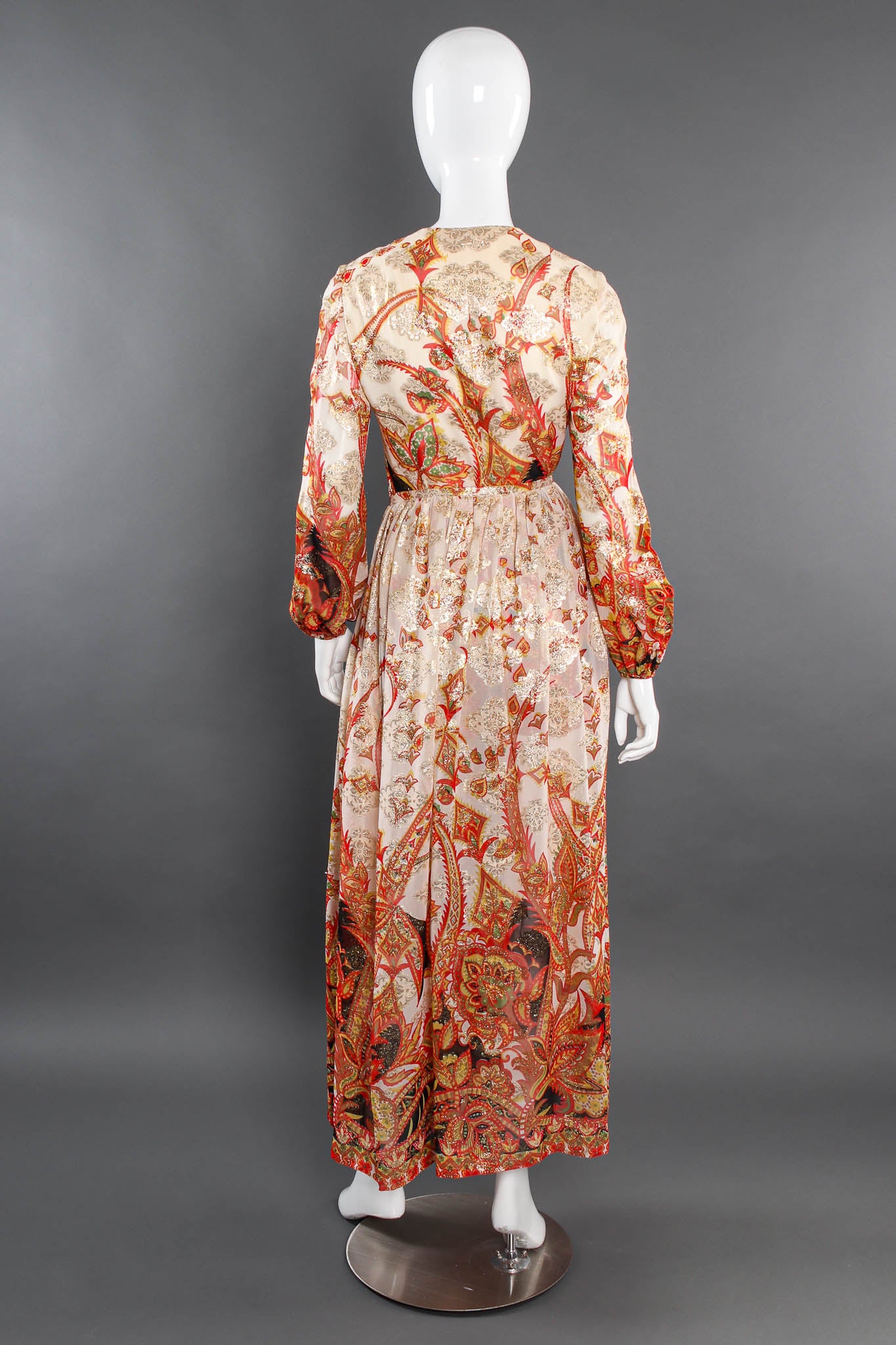 Vintage Anthony Muto Metallic Floral Romper & Skirt Set mannequin back @ Recess Los Angeles