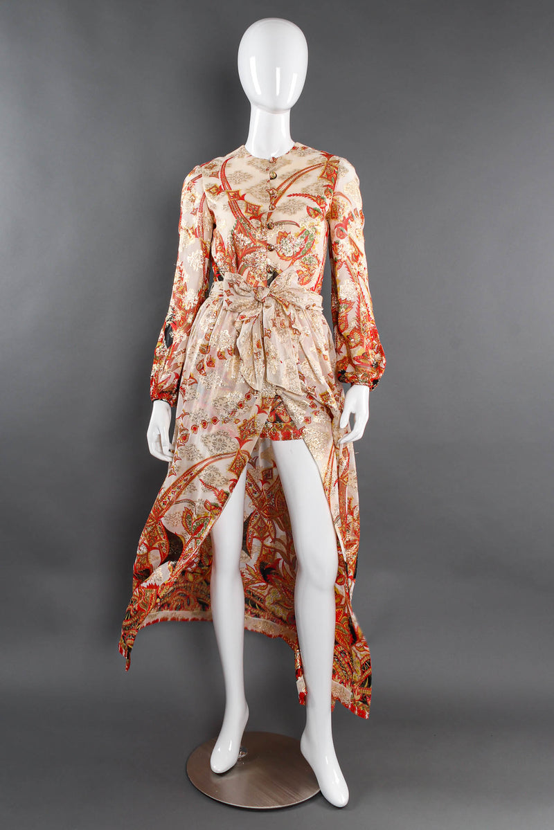Vintage Anthony Muto Metallic Floral Romper & Skirt Set mannequin front @ Recess Los Angeles