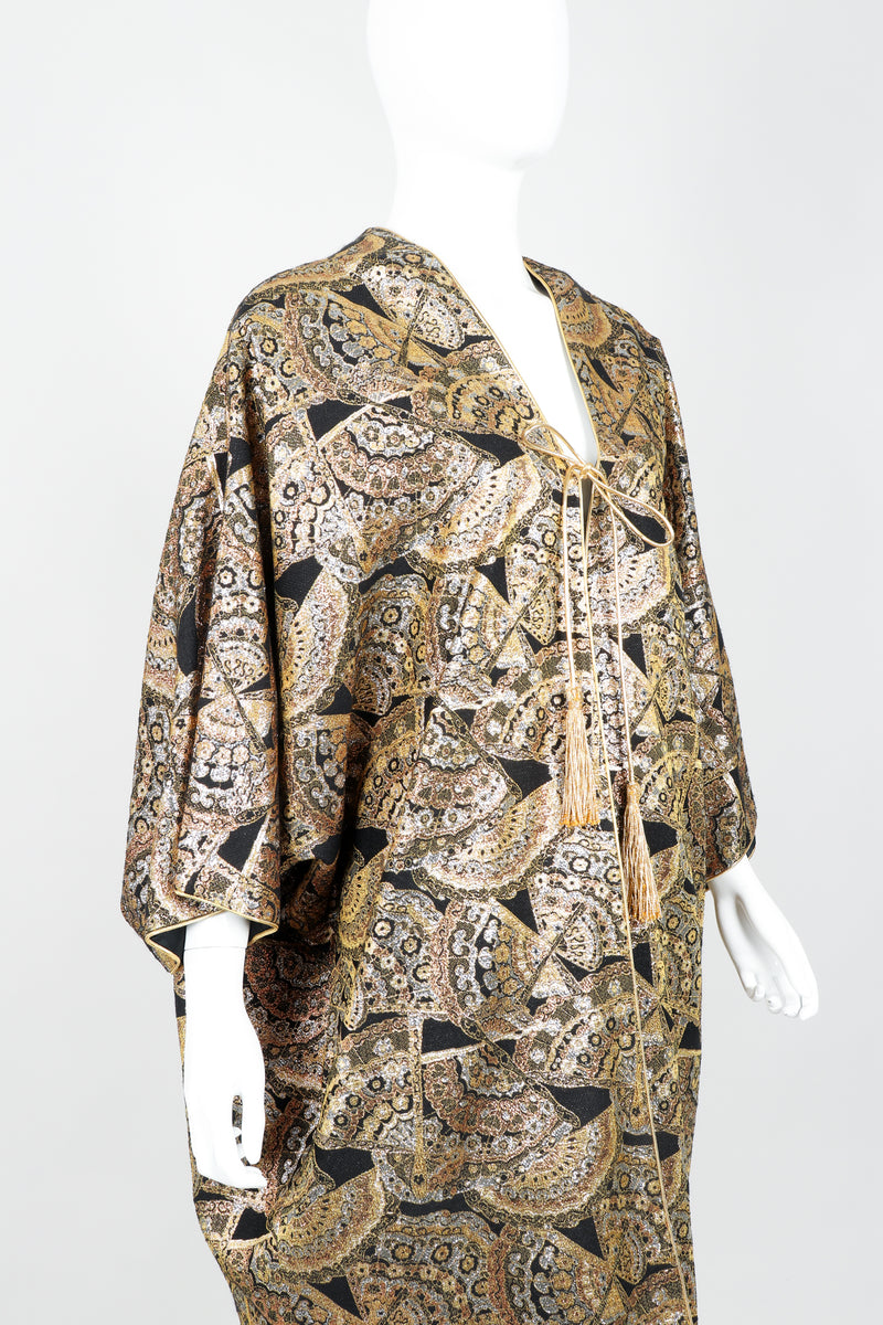 Vintage Anthony Muto Golden Brocade Fan Coccon Coat on Mannequin Crop at Recess
