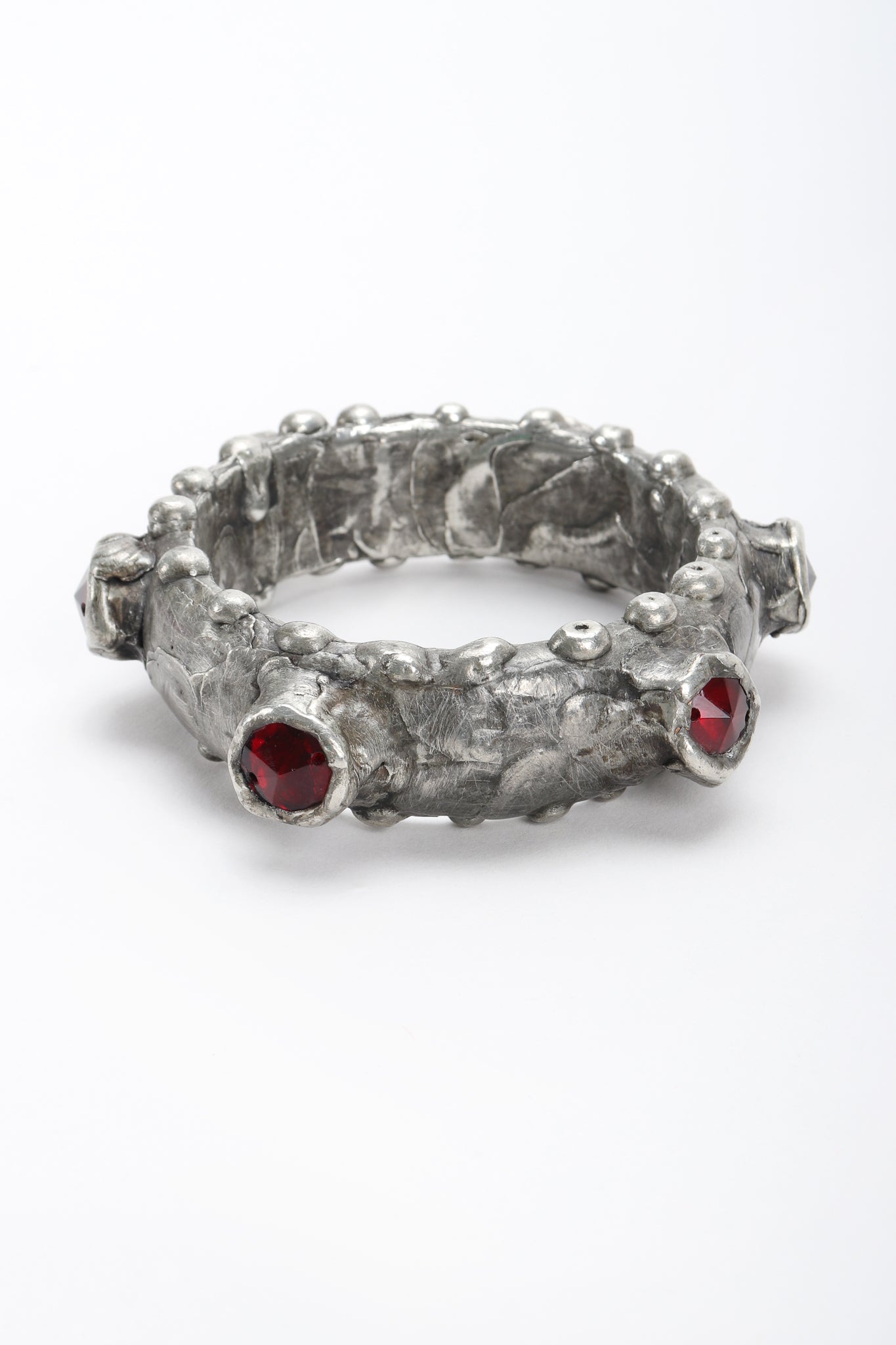 Recess Designer Consignment Vintage Pewter Dragon Ruby Bangle Bracelet Los Angeles Resale