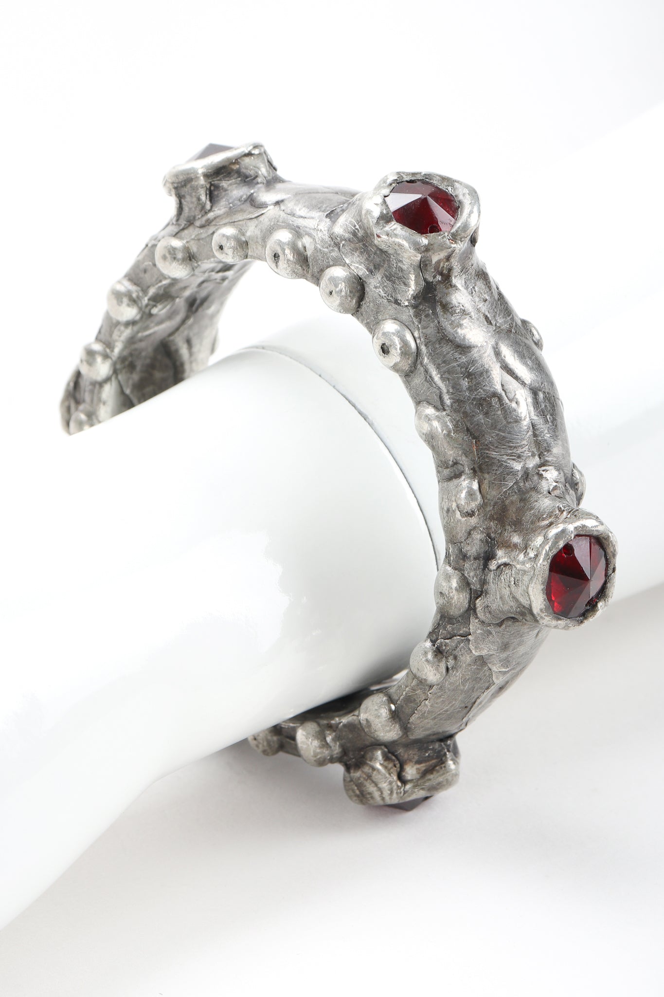 Recess Designer Consignment Vintage Pewter Dragon Ruby Bangle Bracelet Los Angeles Resale