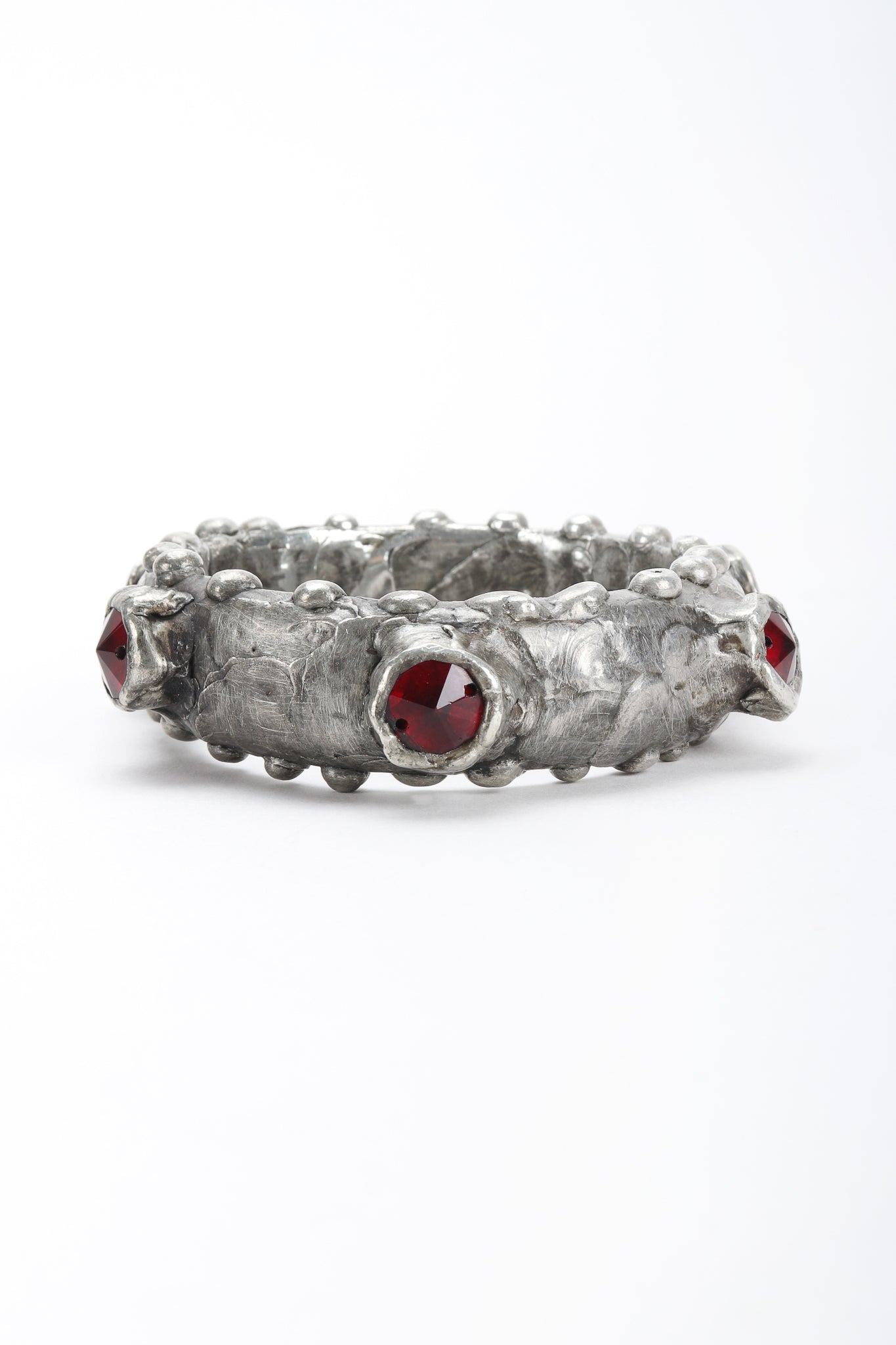 Recess Designer Consignment Vintage Pewter Dragon Ruby Bangle Bracelet Los Angeles Resale