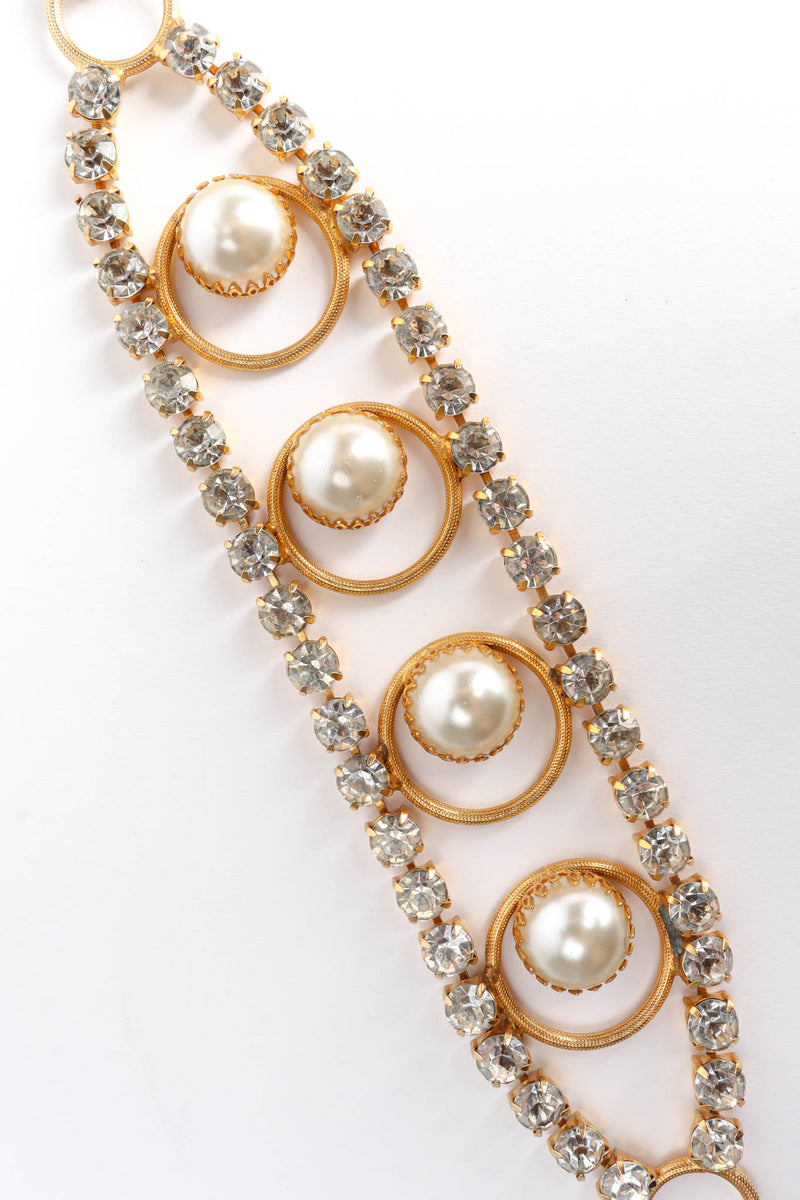Vintage Apex Art Rhinestone Pearl Ring Link Choker center pearls/stones close @ Recess Los Angeles