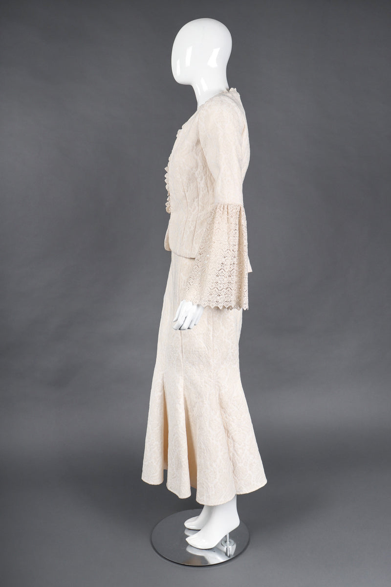 Recess Los Angeles Vintage Apropos Romantic Lace Damask Bridal Wedding Jacket & Mermaid Skirt Set