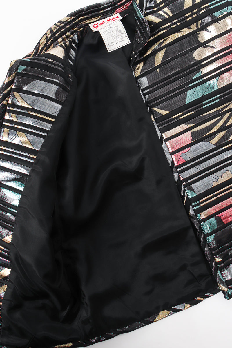 Vintage Elizabeth Arden Quilted Metallic Lamé Stripe Jacket lining at Recess Los Angeles