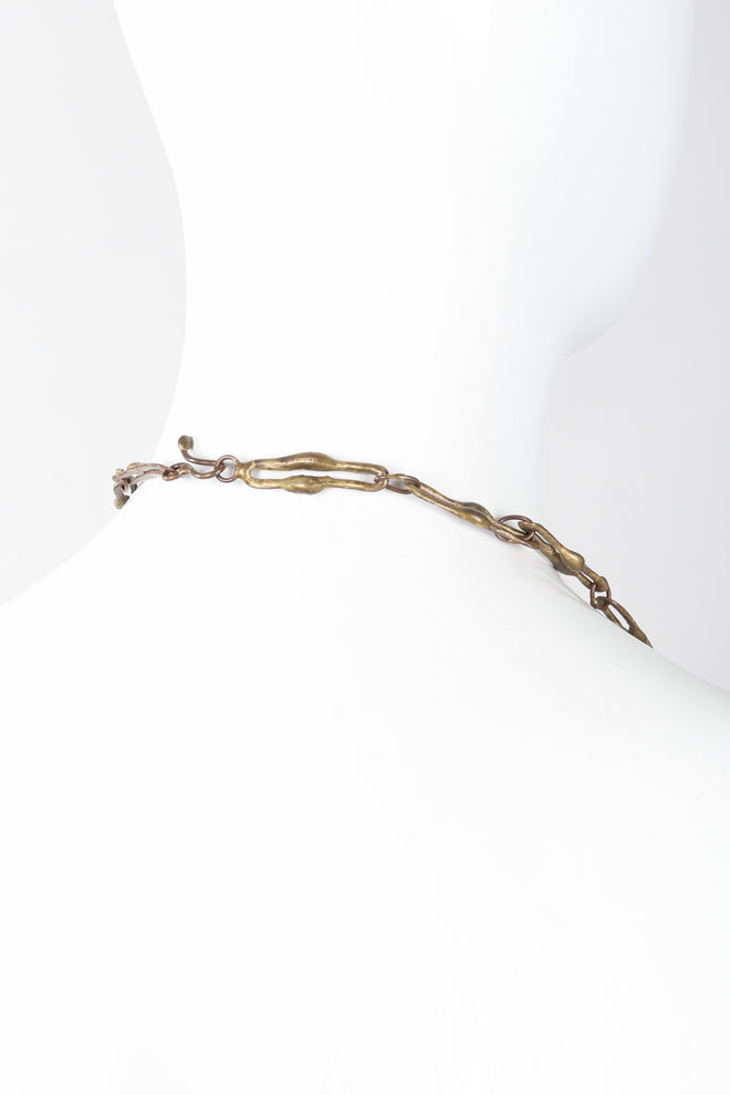 Recess Los Angeles Vintage Rare Armando Lozano Ramirez Bronze Brutalist Surreal Waterfall Face Necklace Sculpture