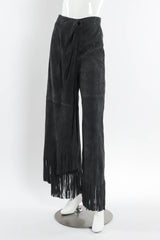 Vintage Giorgio Armani Suede Fringe Drape Pant mannequin front angle @ Recess LA