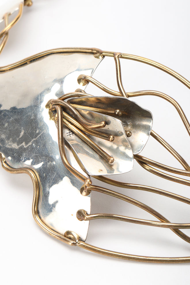 Recess Designer Consignment Vintage Joseph Boris Brutalist Art Sculpture Mixed Metal Flower Chain Belt Los Angeles Resale