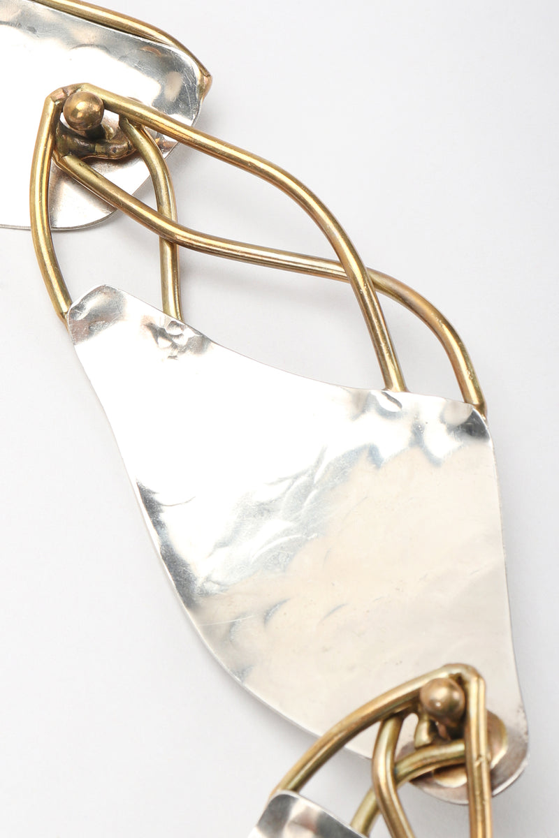 Recess Designer Consignment Vintage Joseph Boris Brutalist Art Sculpture Mixed Metal Flower Chain Belt Los Angeles Resale