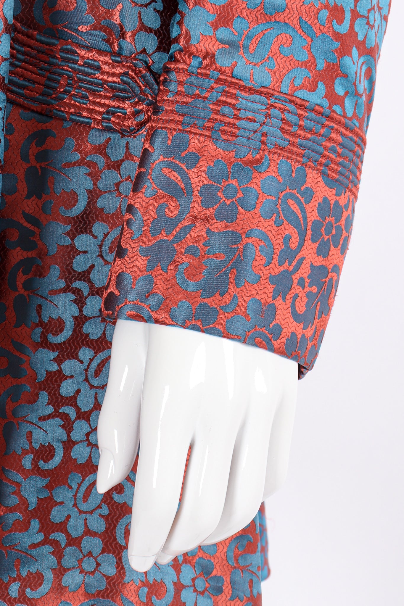 Vintage Floral Jacquard Swing Jacket on mannequin sleeve cuff at Recess Los Angeles