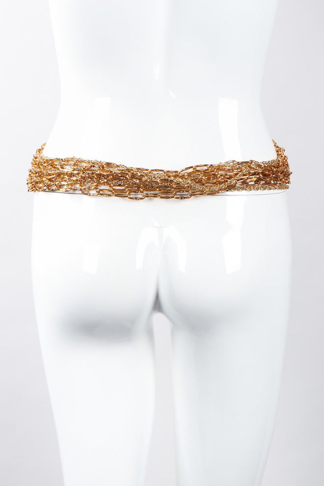 Recess Los Angeles Vintage Atelier Nina Pressed Metal Emerald Glass Stones Gold Chain Link