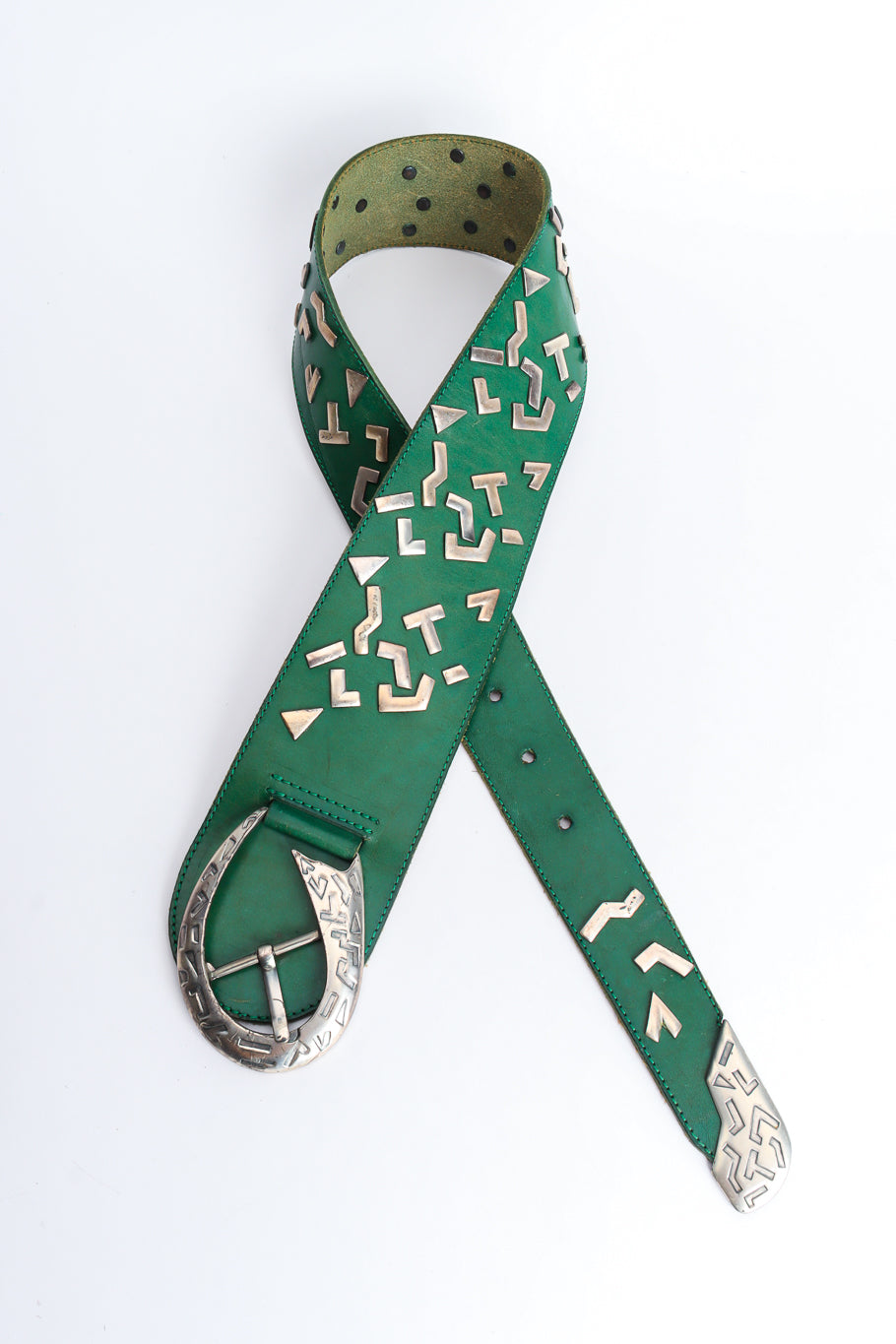 kelly green leather belt by Avion International flat lay @recessla