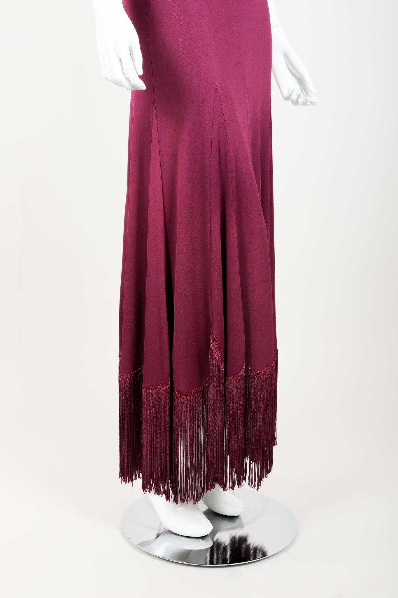 Vintage Ayako Fringed Slip Dress Set on Mannequin skirt hem at Recess Los Angeles