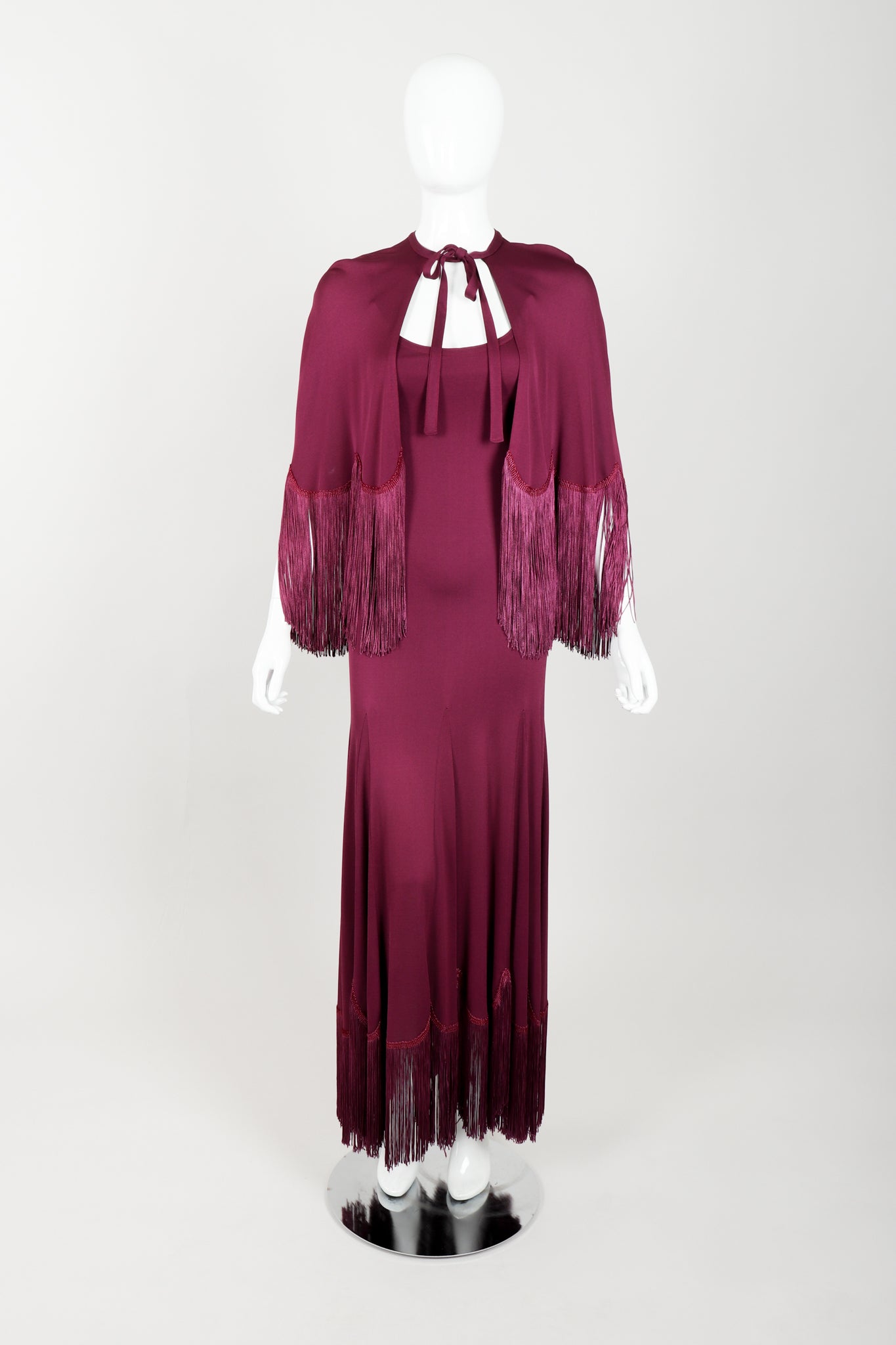 Vintage Ayako Fringed Caplet & Slip Dress Set on Mannequin front at Recess Los Angeles