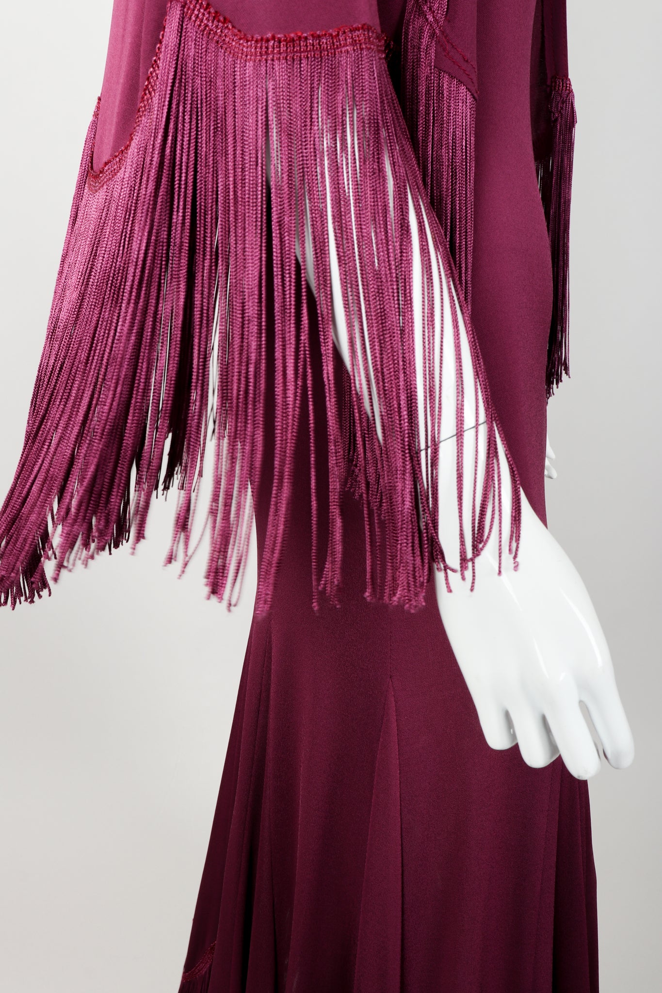 Vintage Ayako Fringed Caplet & Slip Dress Set on Mannequin Fringe detail at Recess LA