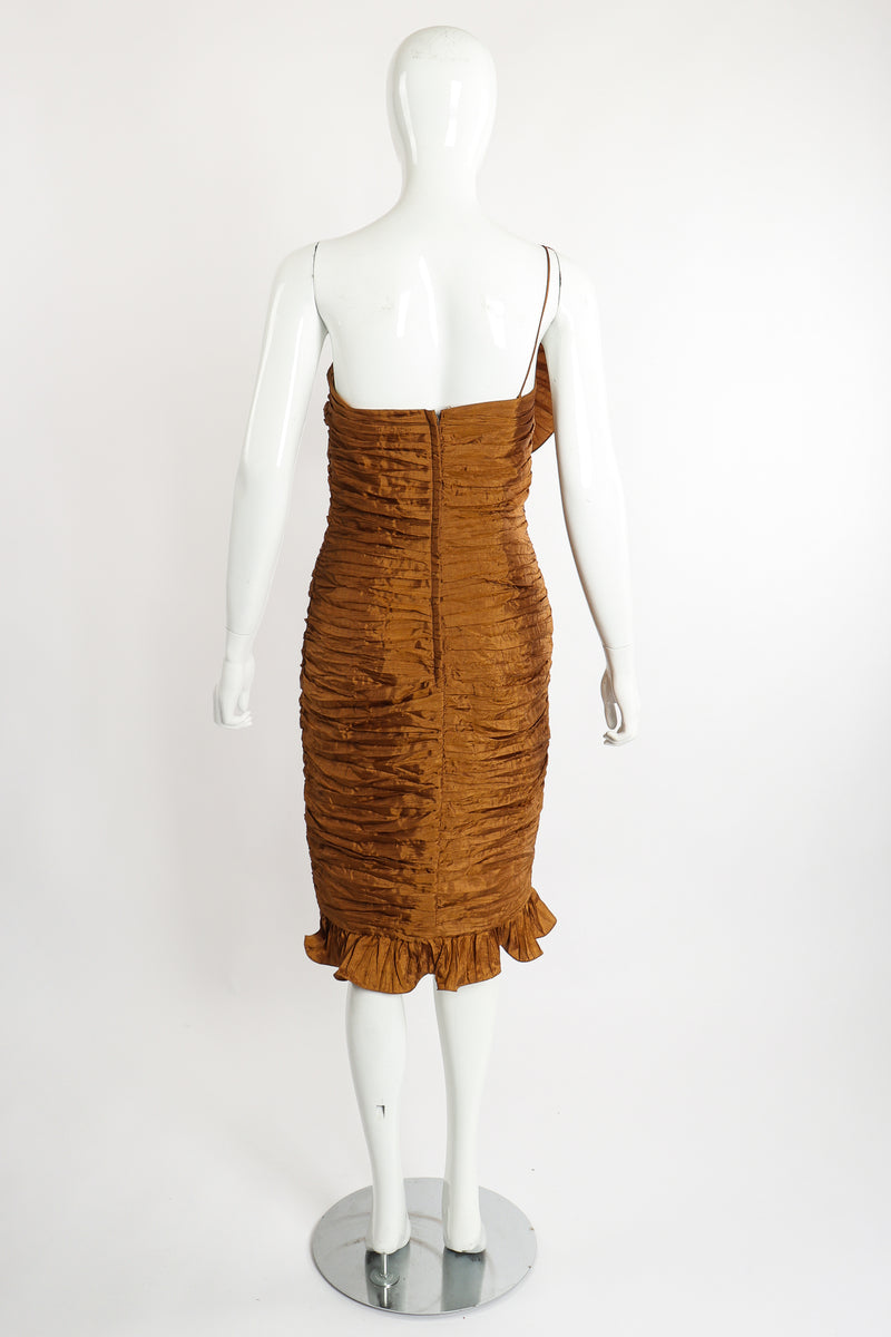 Vintage BB Collections Philodendron Ruched Ruffle Dress on Mannequin Back at Recess LA