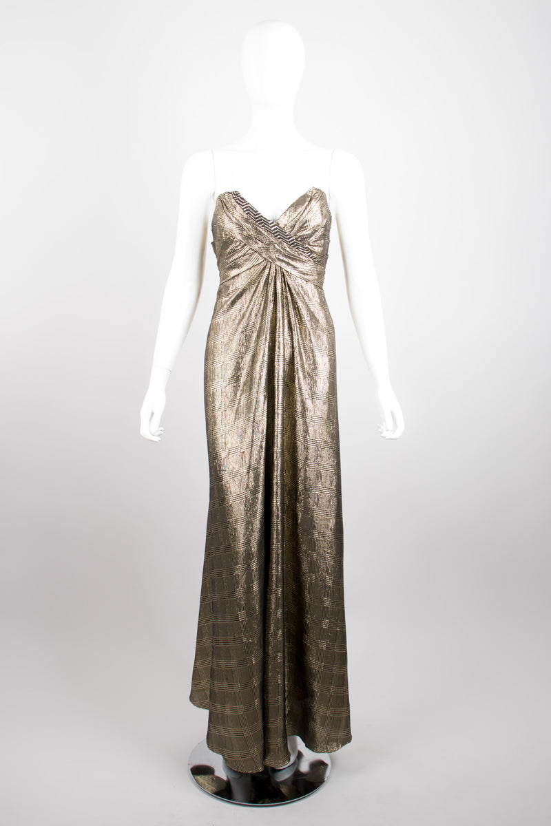 Bob Mackie Gold Lamé Houndstooth Gown