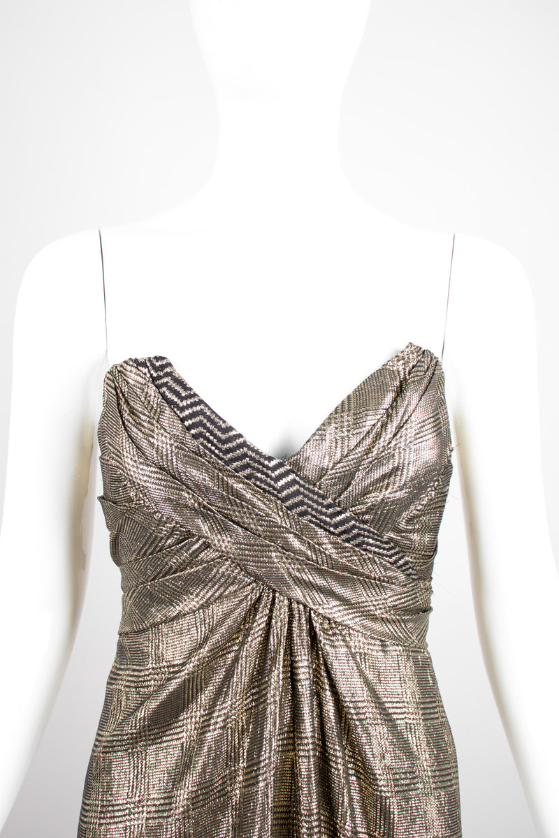 Bob Mackie Gold Lamé Houndstooth Gown