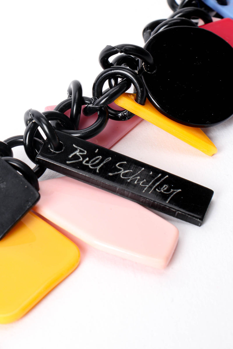 Vintage Bill Schiffer Color-Blocked Geometry Necklace signature at Recess Los Angeles