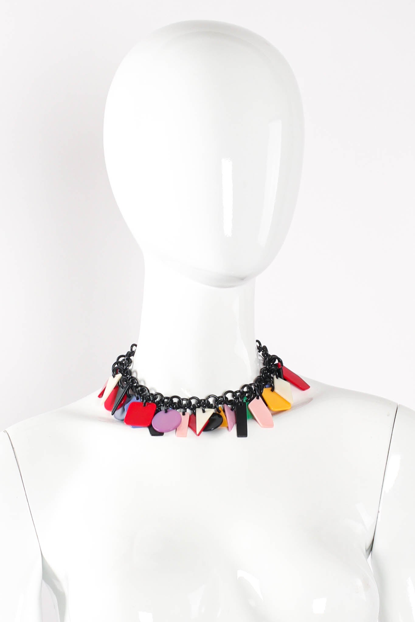 Vintage Bill Schiffer Color-Blocked Geometry Necklace on mannequin at Recess Los Angeles