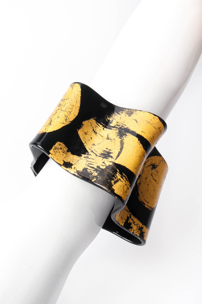 Vintage Bill Schiffer Abstract Hand-Painted Cuff Bracelet on mannequin at Recess Los Angeles