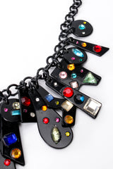 Vintage Bill Schiffer Handmade Rainbow Jeweled Bib Necklace detail at Recess Los Angeles