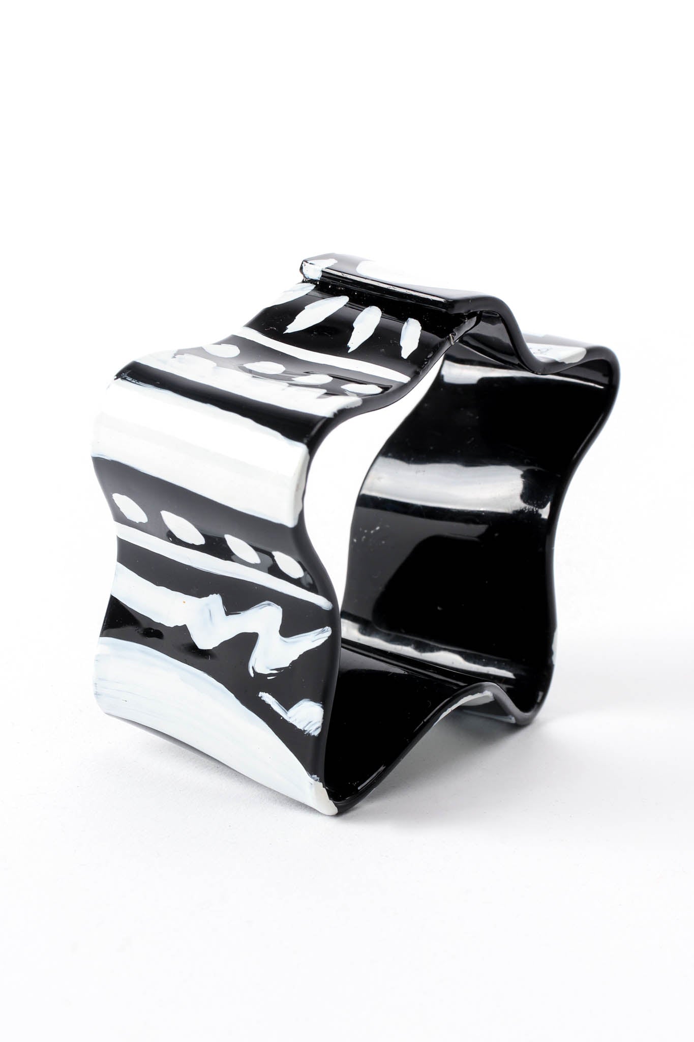 Vintage Bill Schiffer Graphic Hand-Painted Cuff Bracelet at Recess Los Angeles