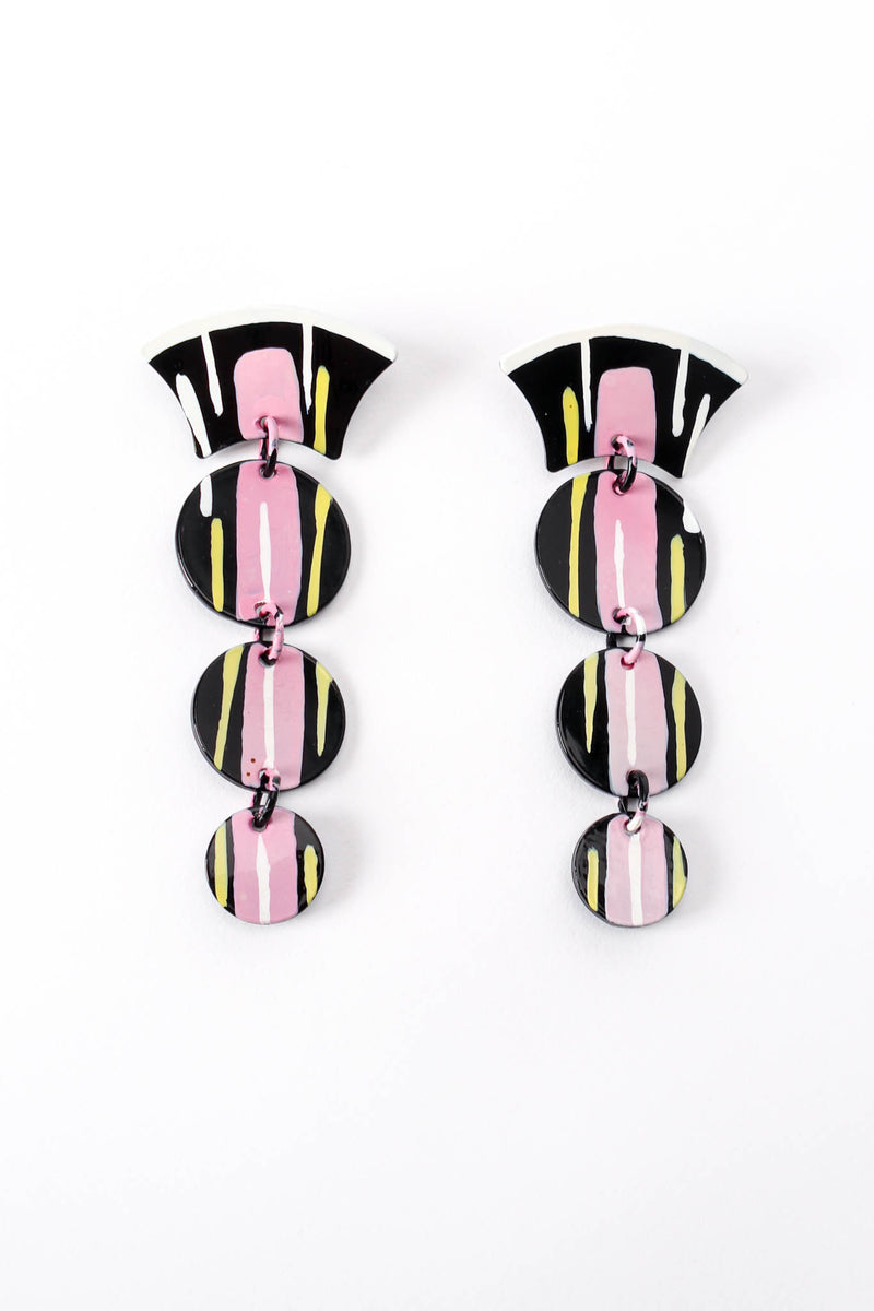 Vintage Bill Schiffer Hand-Painted Cascade Earrings front at Recess Los Angeles