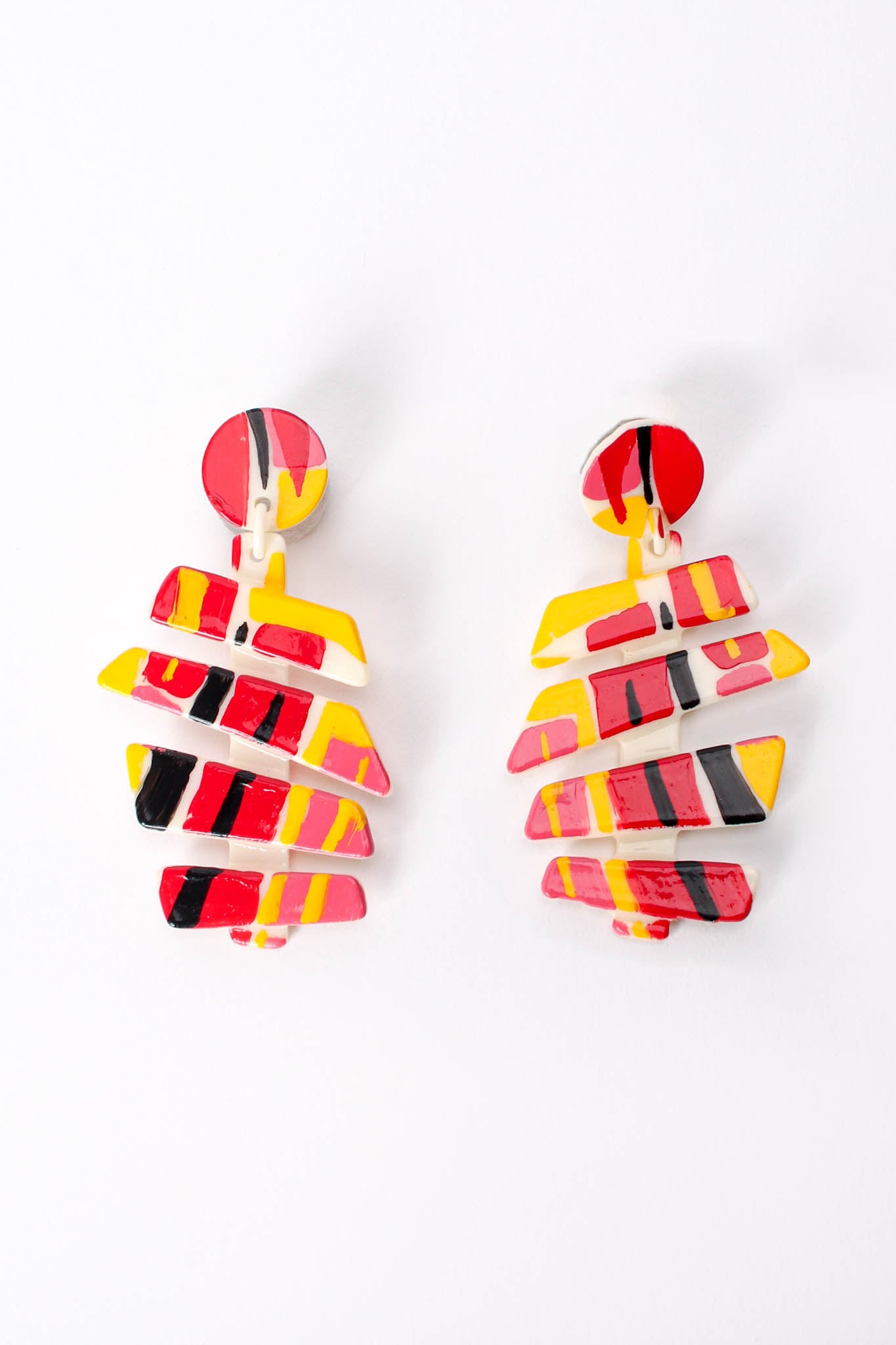 Vintage Bill Schiffer Abstract Fishbone Earrings front at Recess Los Angeles