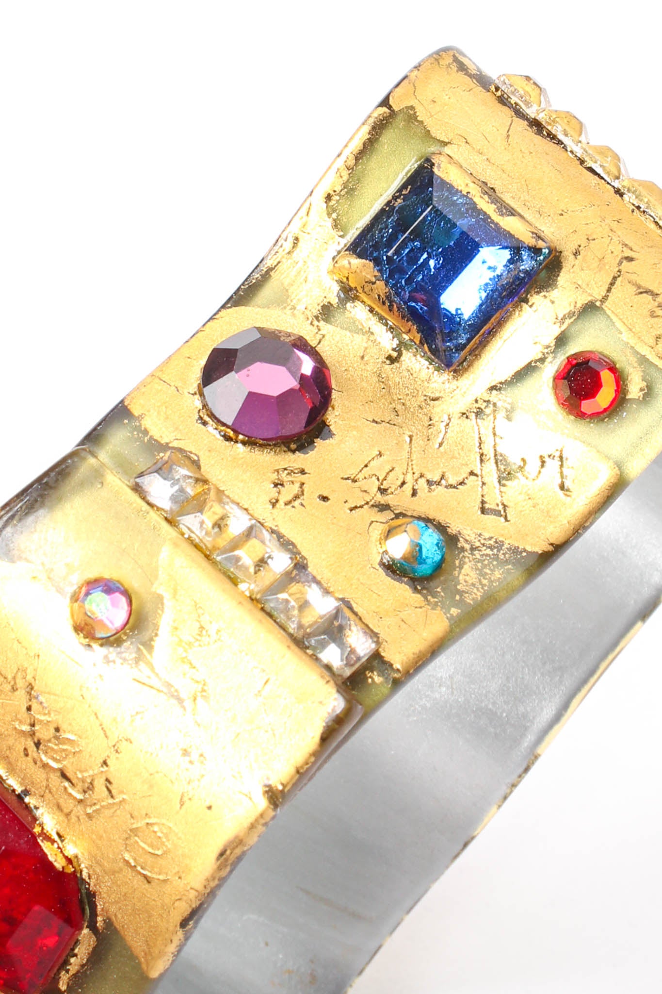 Vintage Bill Schiffer Campy Jeweled Cuff Bracelet signature at Recess Los Angeles