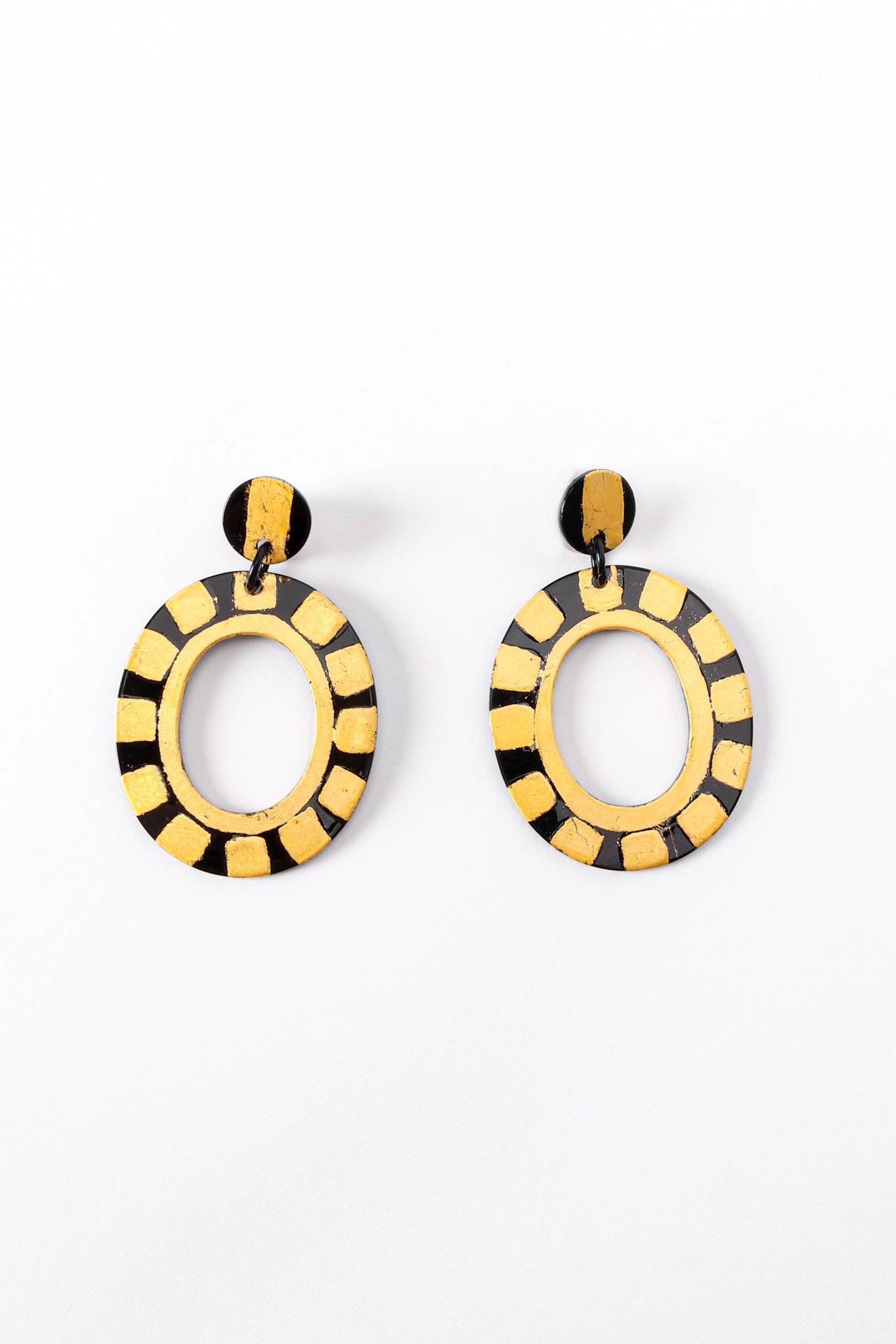 Vintage Bill Schiffer Gold Checkered Hoop Earrings at Recess Los Angeles
