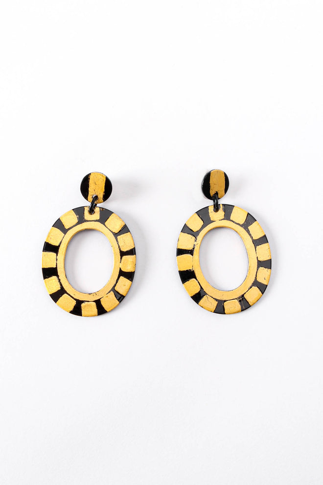 Vintage Bill Schiffer Gold Checkered Hoop Earrings at Recess Los Angeles