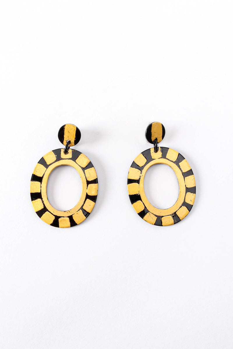Vintage Bill Schiffer Gold Checkered Hoop Earrings at Recess Los Angeles