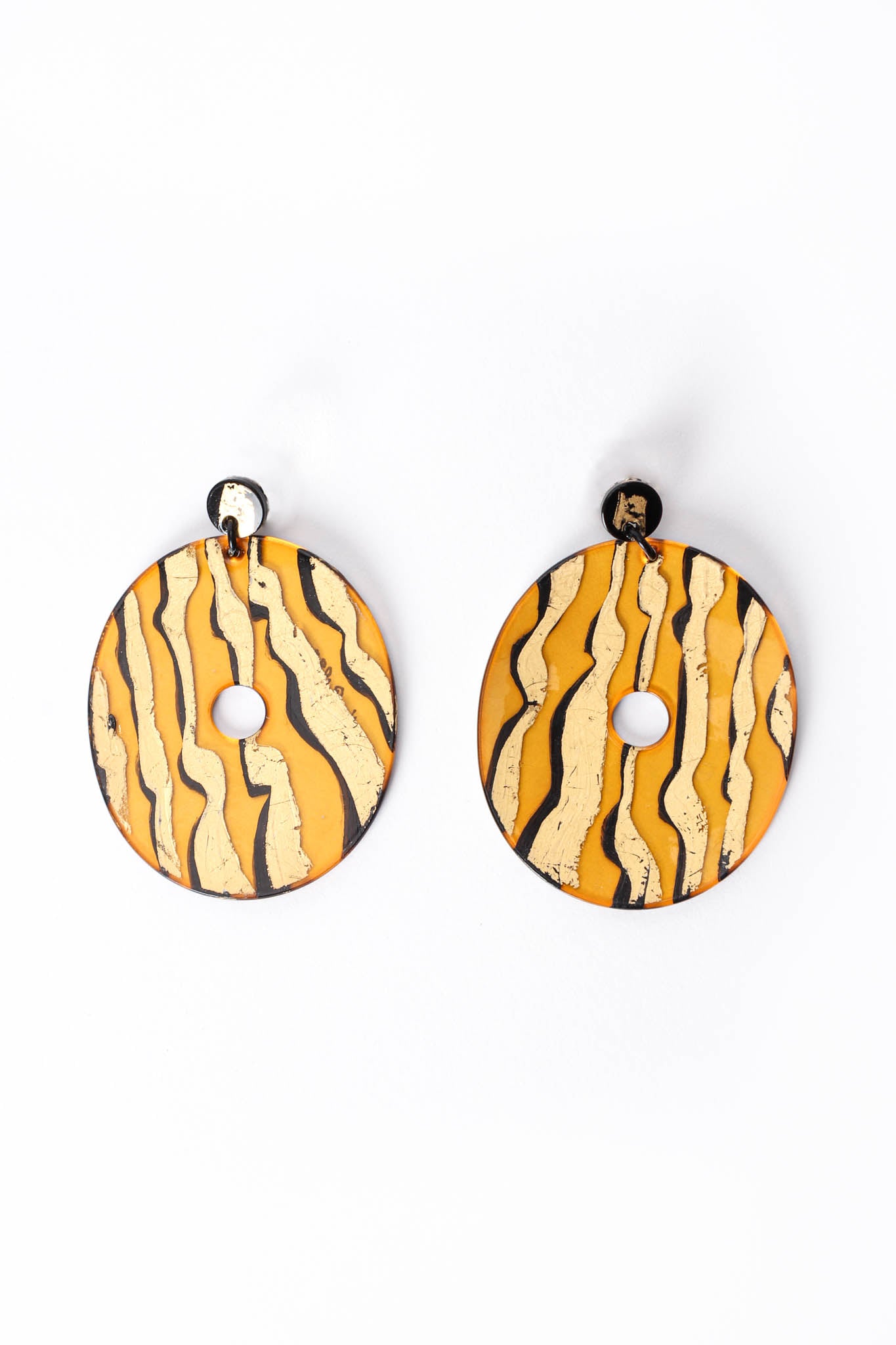 Vintage Bill Schiffer Wavy Oval Earrings front at Recess Los Angeles